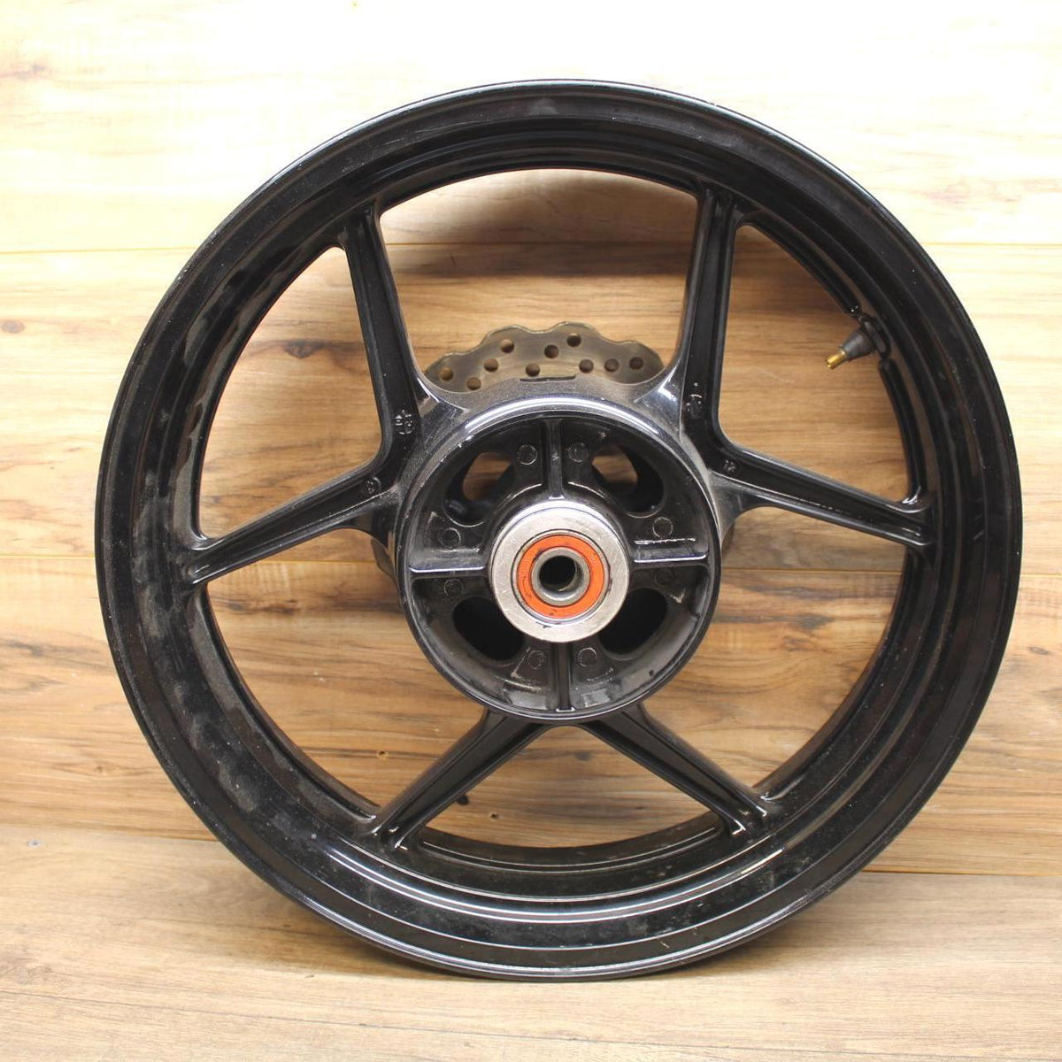 12-16 KAWASAKI NINJA 650R OEM STRAIGHT REAR WHEEL BACK RIM W ROTOR 17x4.5